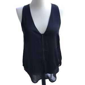 Banana Republic Black Lightweight Sleeveless Front Zipper Blouse Size Medium